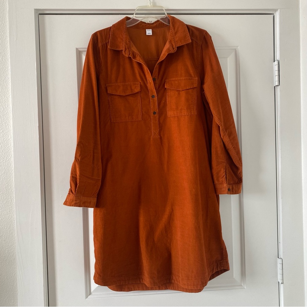 Old Navy Rust Orange Button-Front Shirt Dress